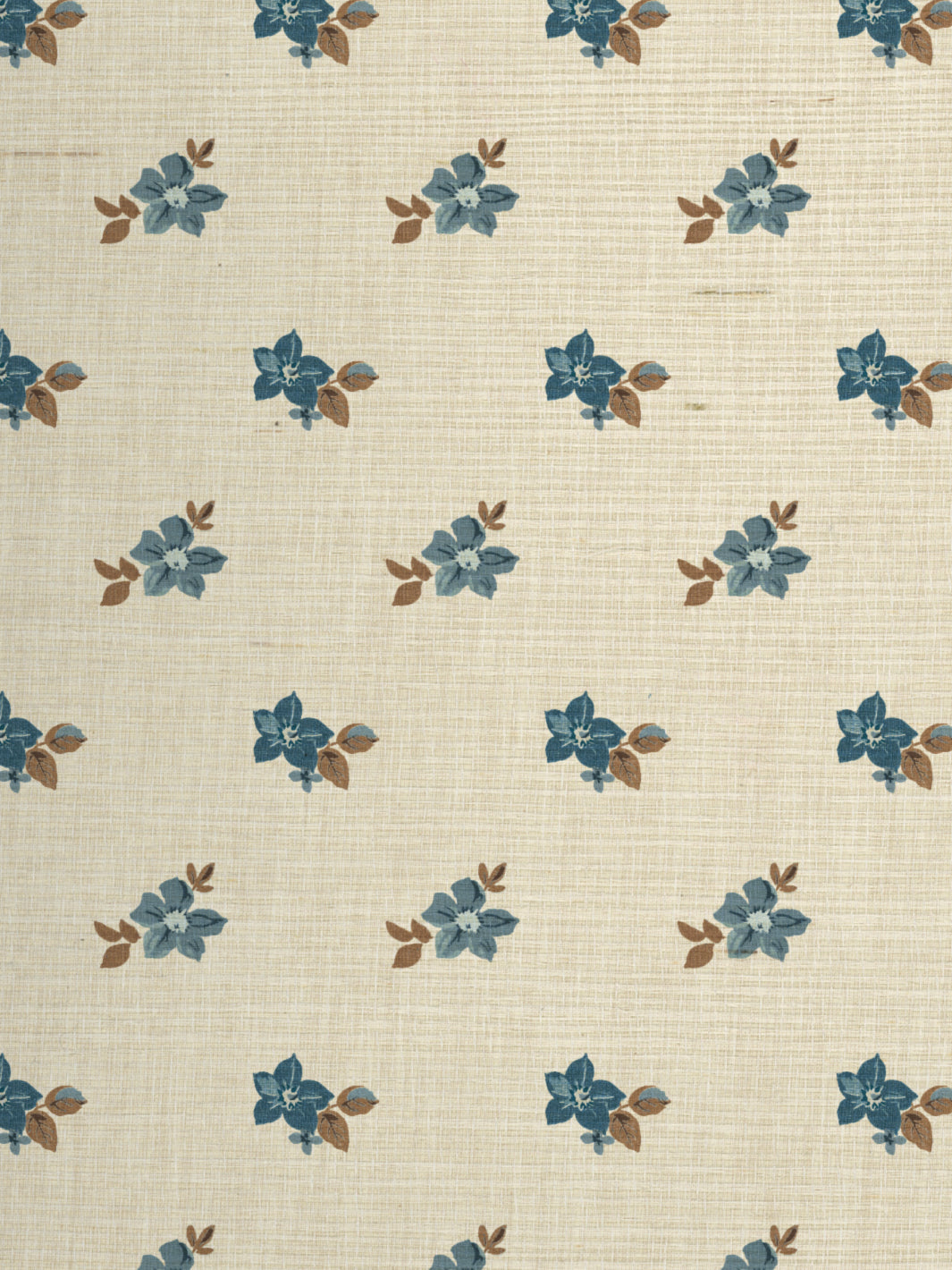 &#39;Anna Floral&#39; Grasscloth Wallpaper - Blue Brown
