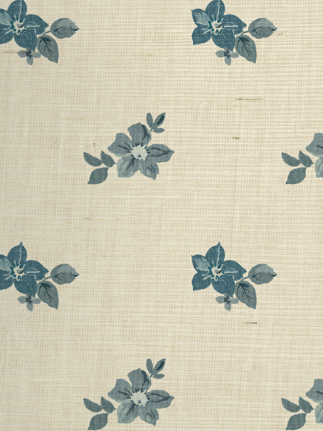 &#39;Anna Floral&#39; Grasscloth Wallpaper - Blues
