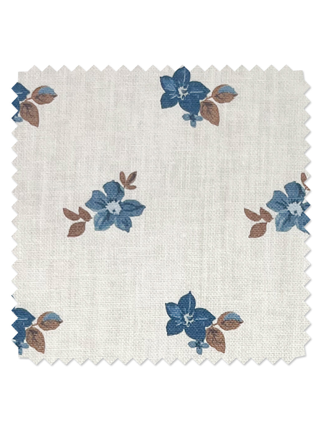 &#39;Anna Floral&#39; Linen Fabric - Blue Brown