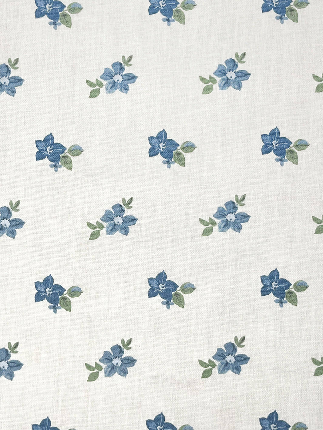 &#39;Anna Floral&#39; Linen Fabric - Blue Green