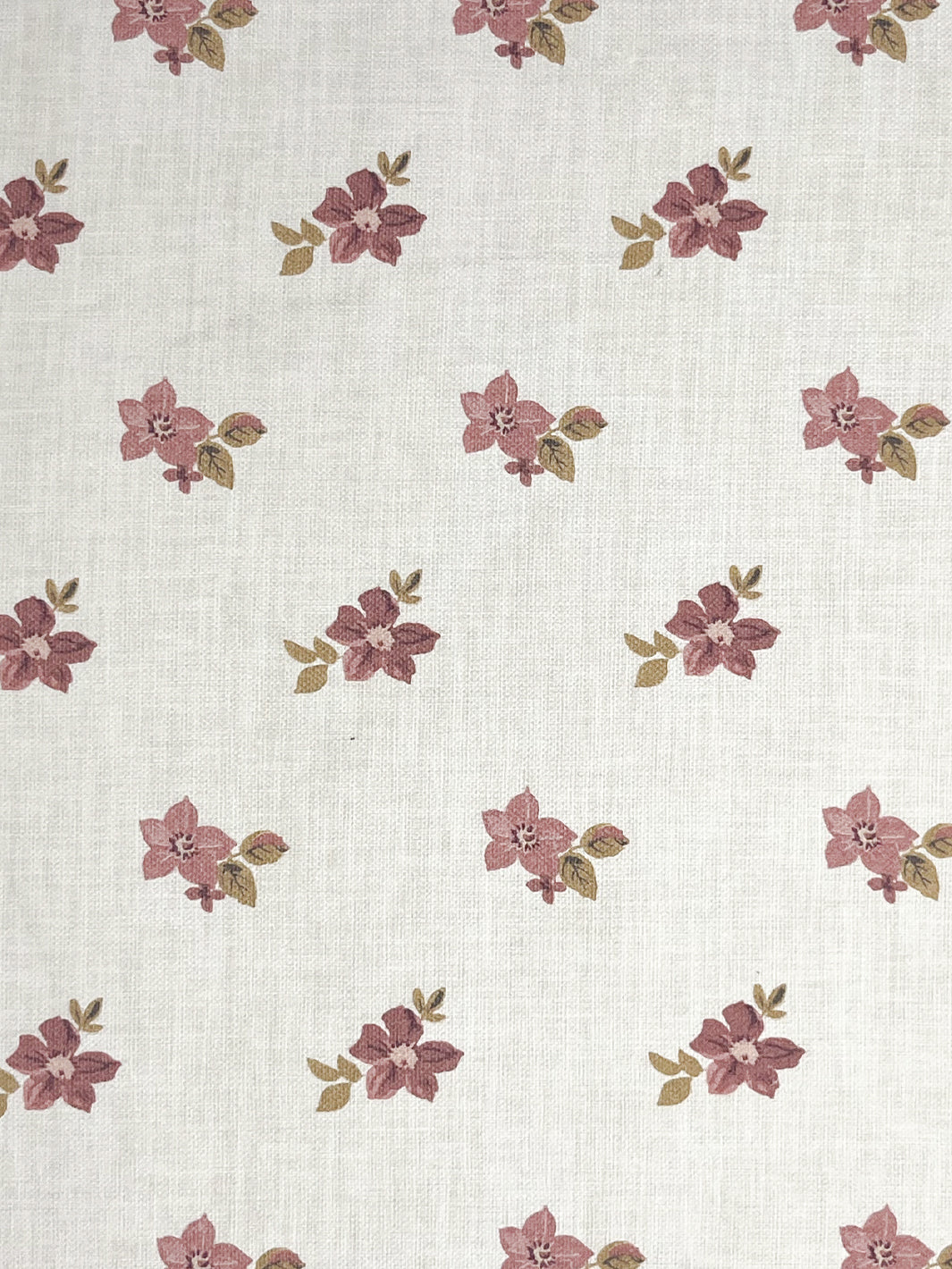 &#39;Anna Floral&#39; Linen Fabric - Mustard Pink