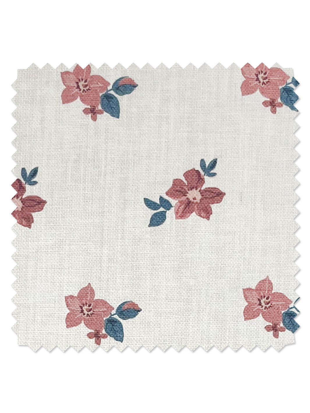 &#39;Anna Floral&#39; Linen Fabric - Pink Blue