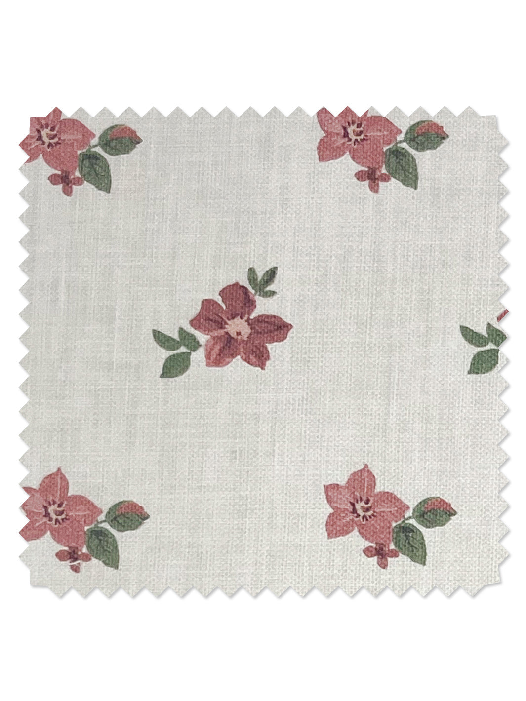 &#39;Anna Floral&#39; Linen Fabric - Pink Green