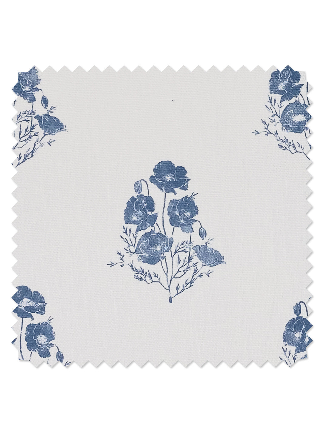 &#39;California Poppy&#39; Linen Fabric - Blue