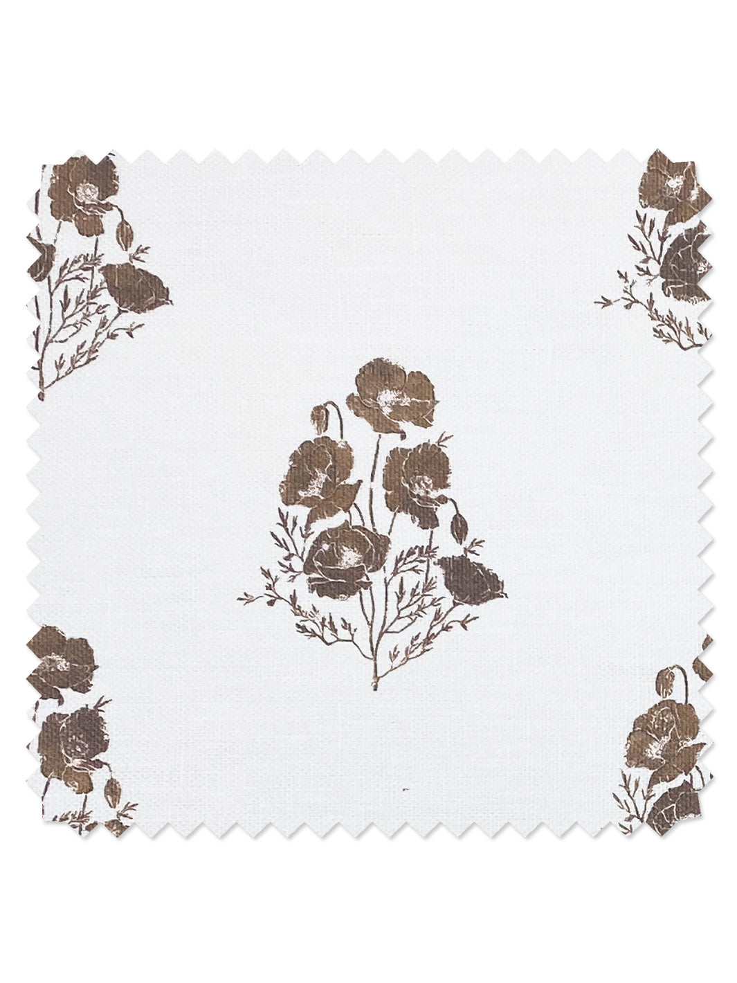 &#39;California Poppy&#39; Linen Fabric - Brown