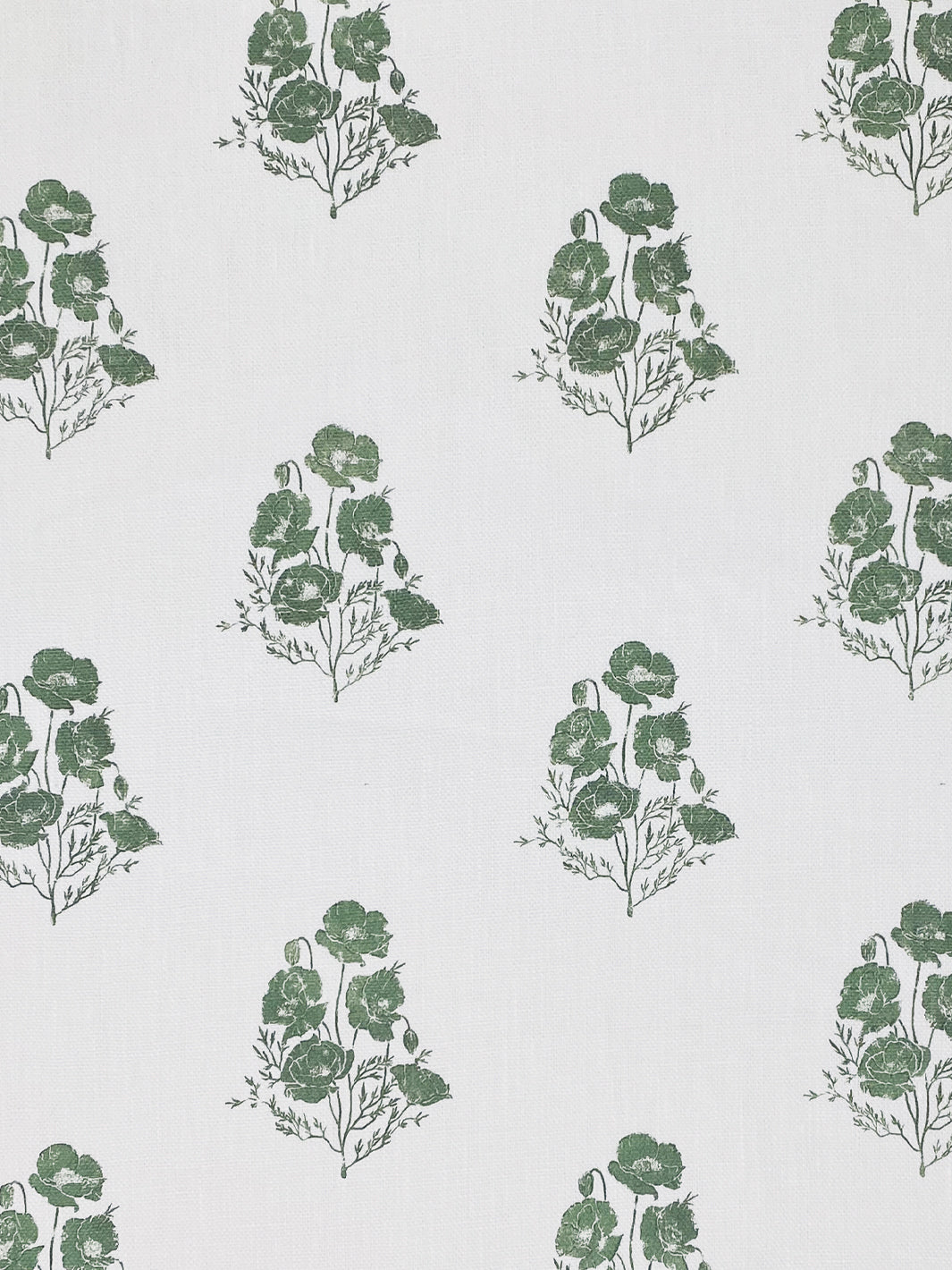&#39;California Poppy&#39; Linen Fabric - Green