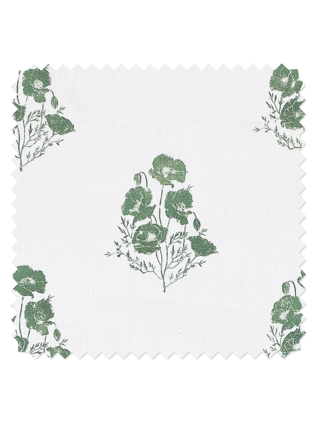 &#39;California Poppy&#39; Linen Fabric - Green