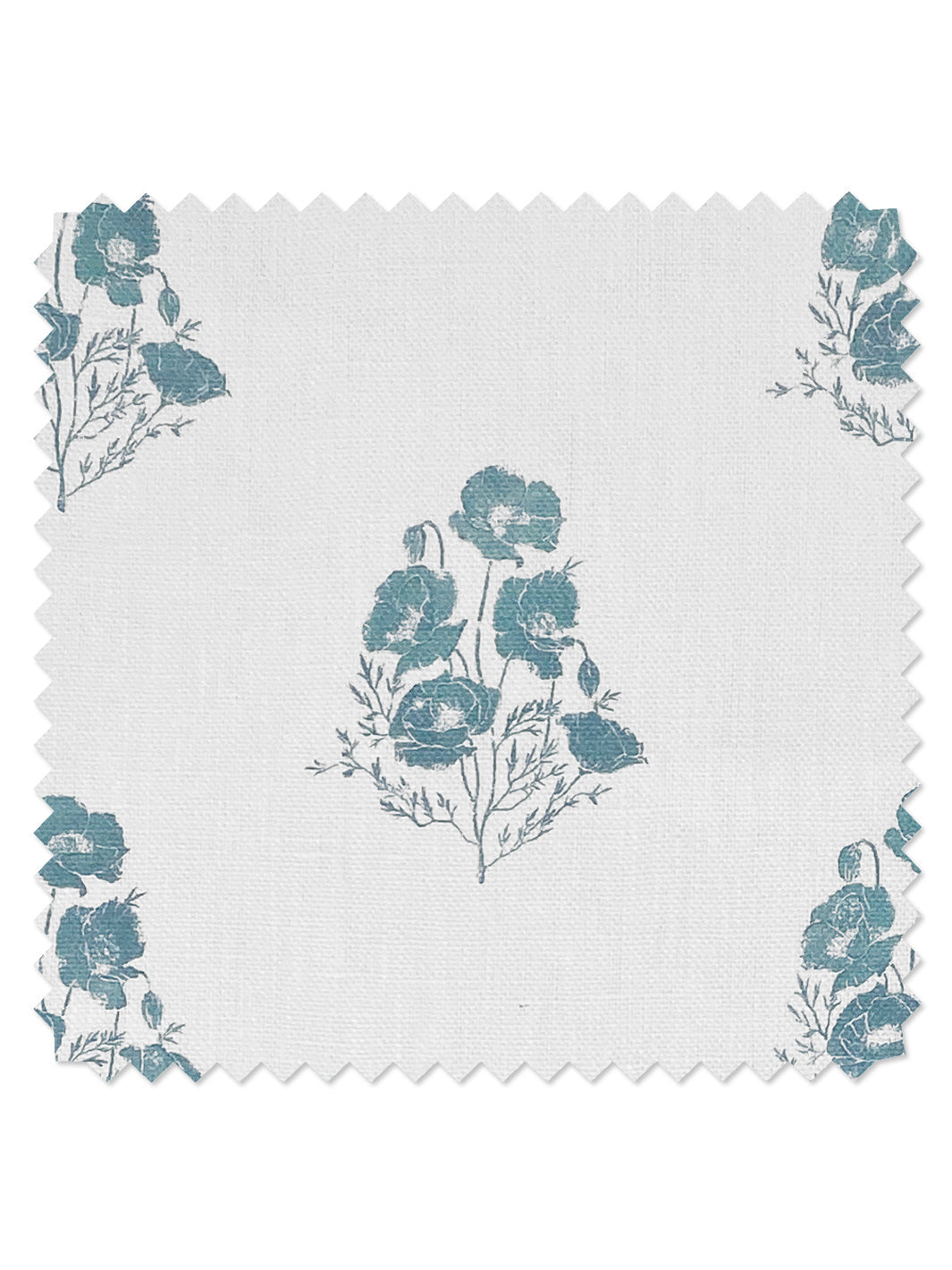 &#39;California Poppy&#39; Linen Fabric - Seafoam