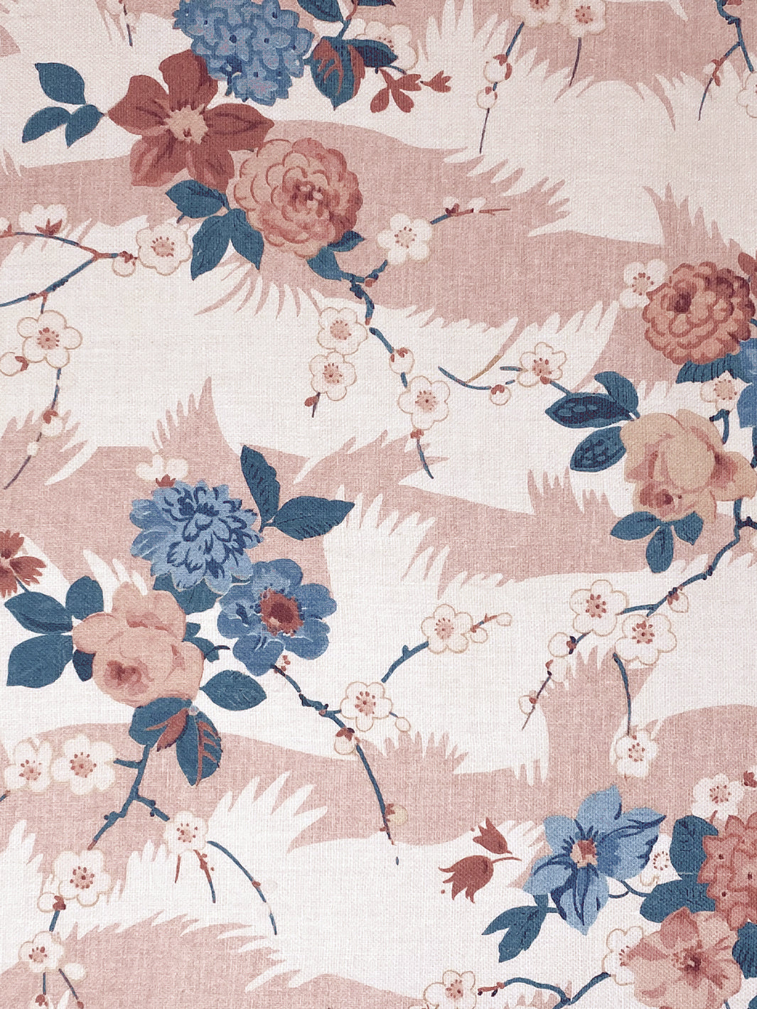 &#39;Dora Chintz&#39; Linen Fabric - Pink Blue