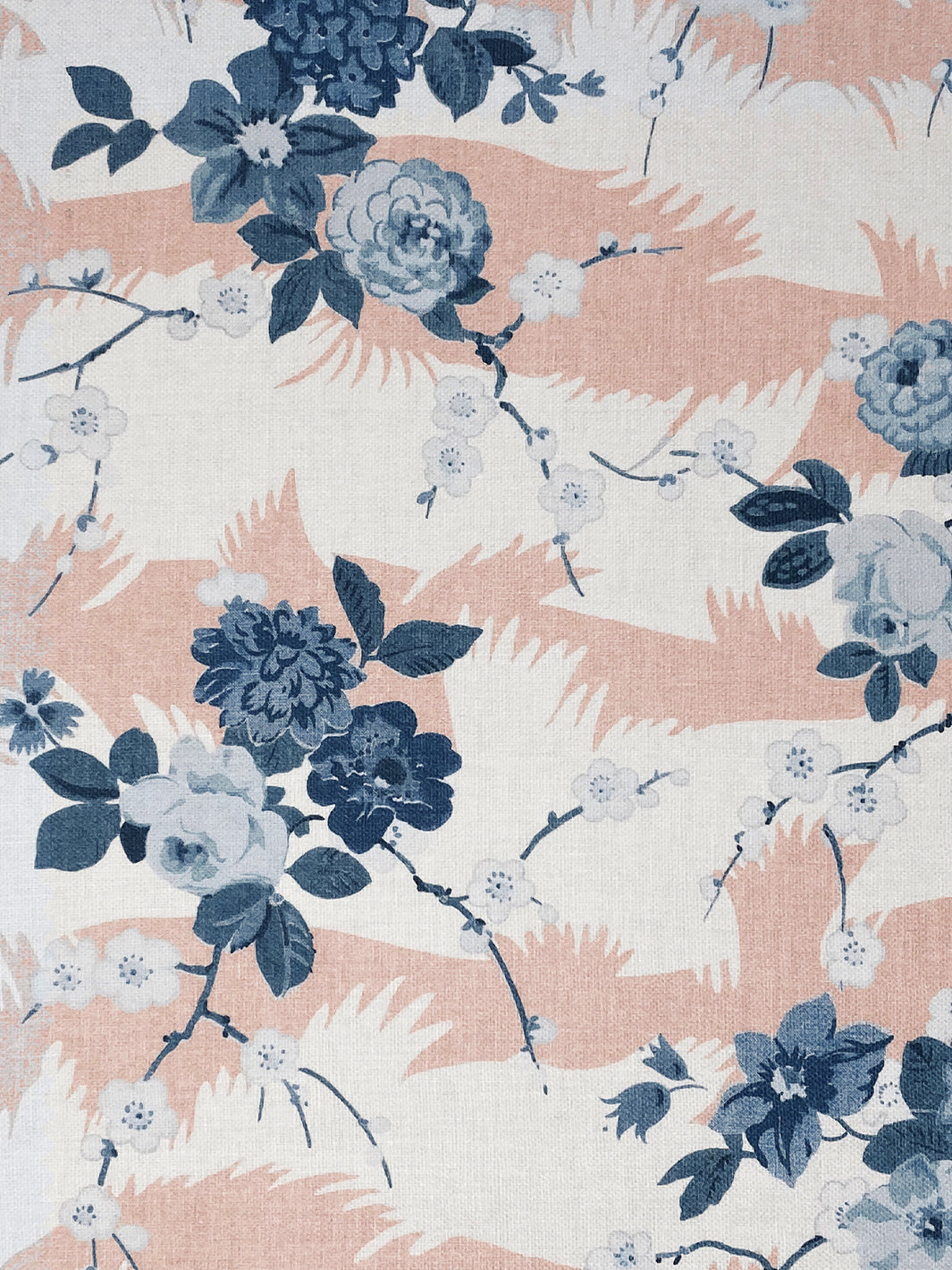 &#39;Dora Chintz&#39; Linen Fabric - Shell Blue