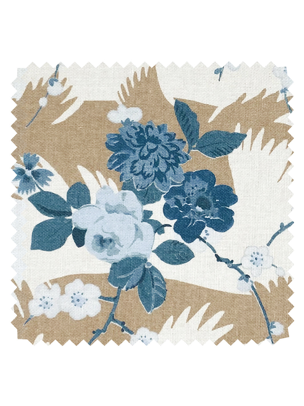 &#39;Dora Chintz&#39; Linen Fabric - Taupe Blue