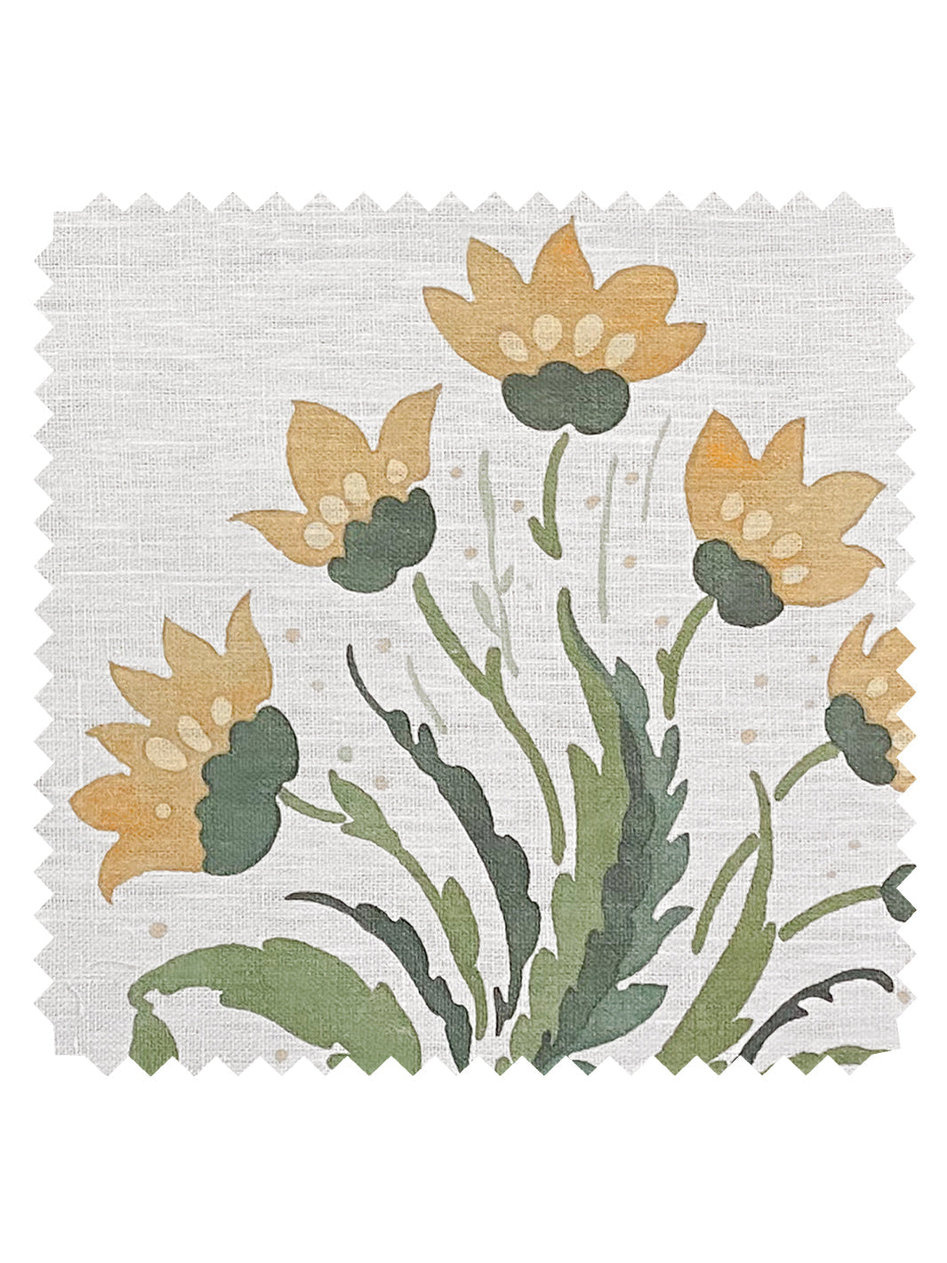 &#39;Hillhouse Block Print Large&#39; Linen Fabric - Gold Green