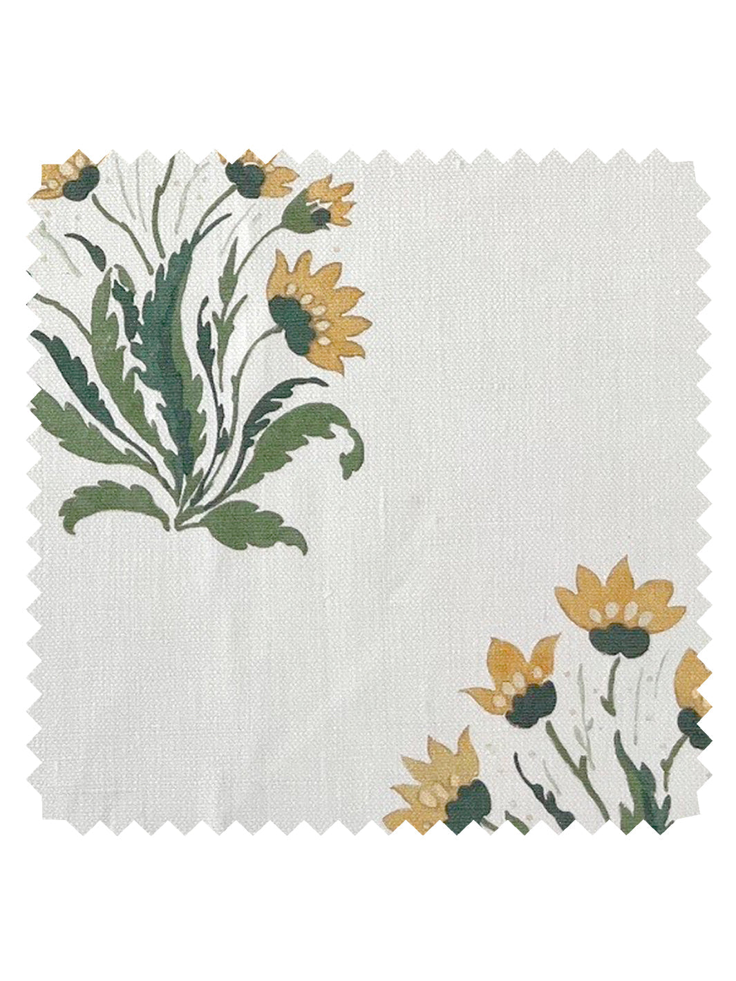 &#39;Hillhouse Block Print Small&#39; Linen Fabric - Gold Green