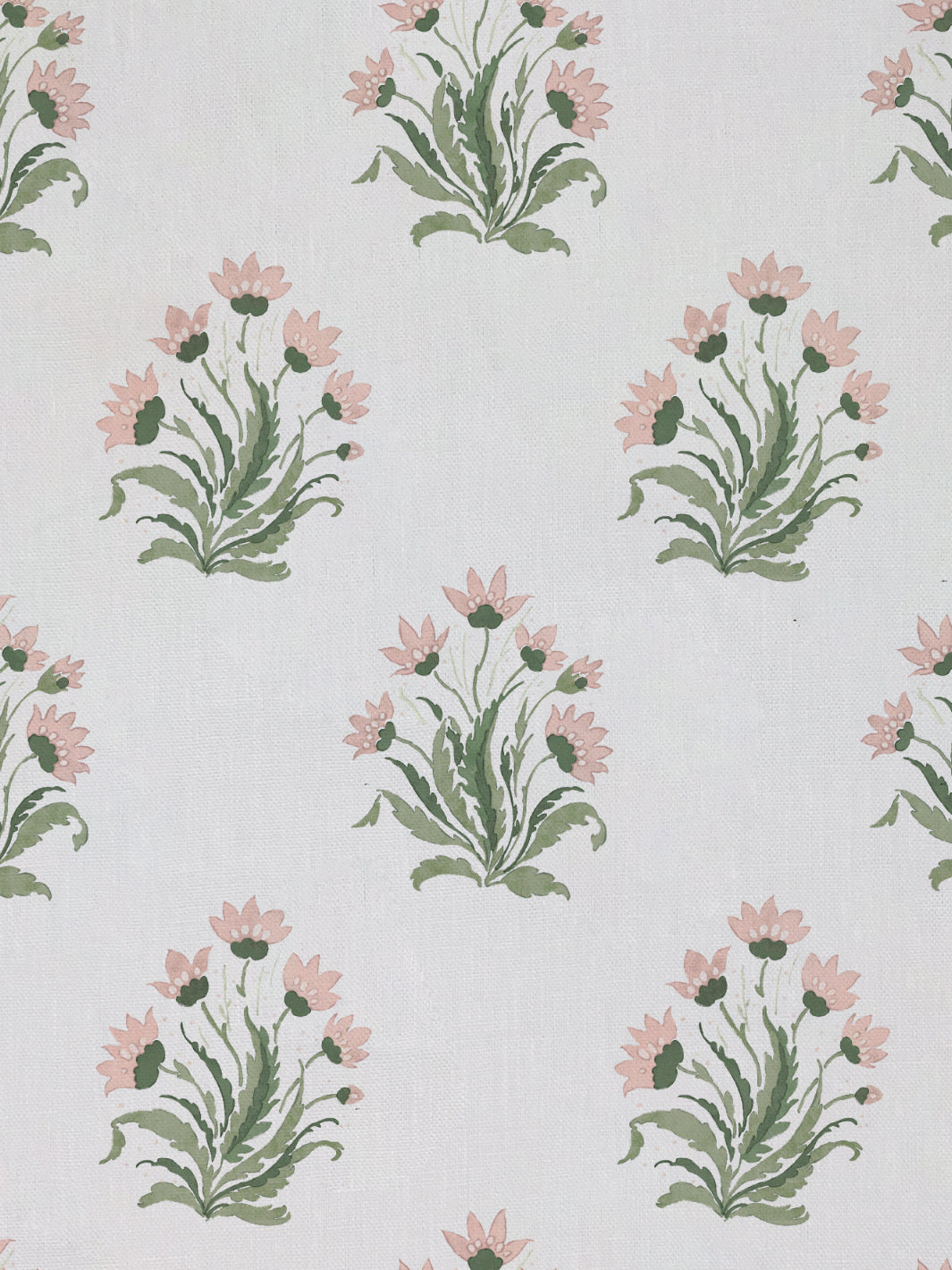 &#39;Hillhouse Block Print Small&#39; Linen Fabric - Pink Green