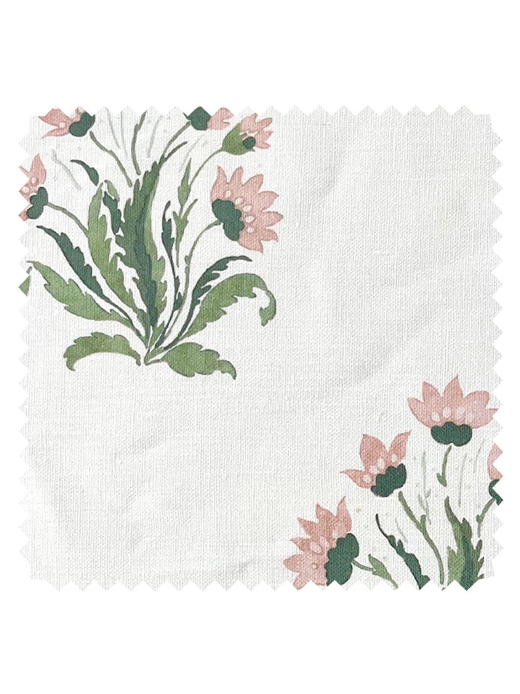 &#39;Hillhouse Block Print Small&#39; Linen Fabric - Pink Green