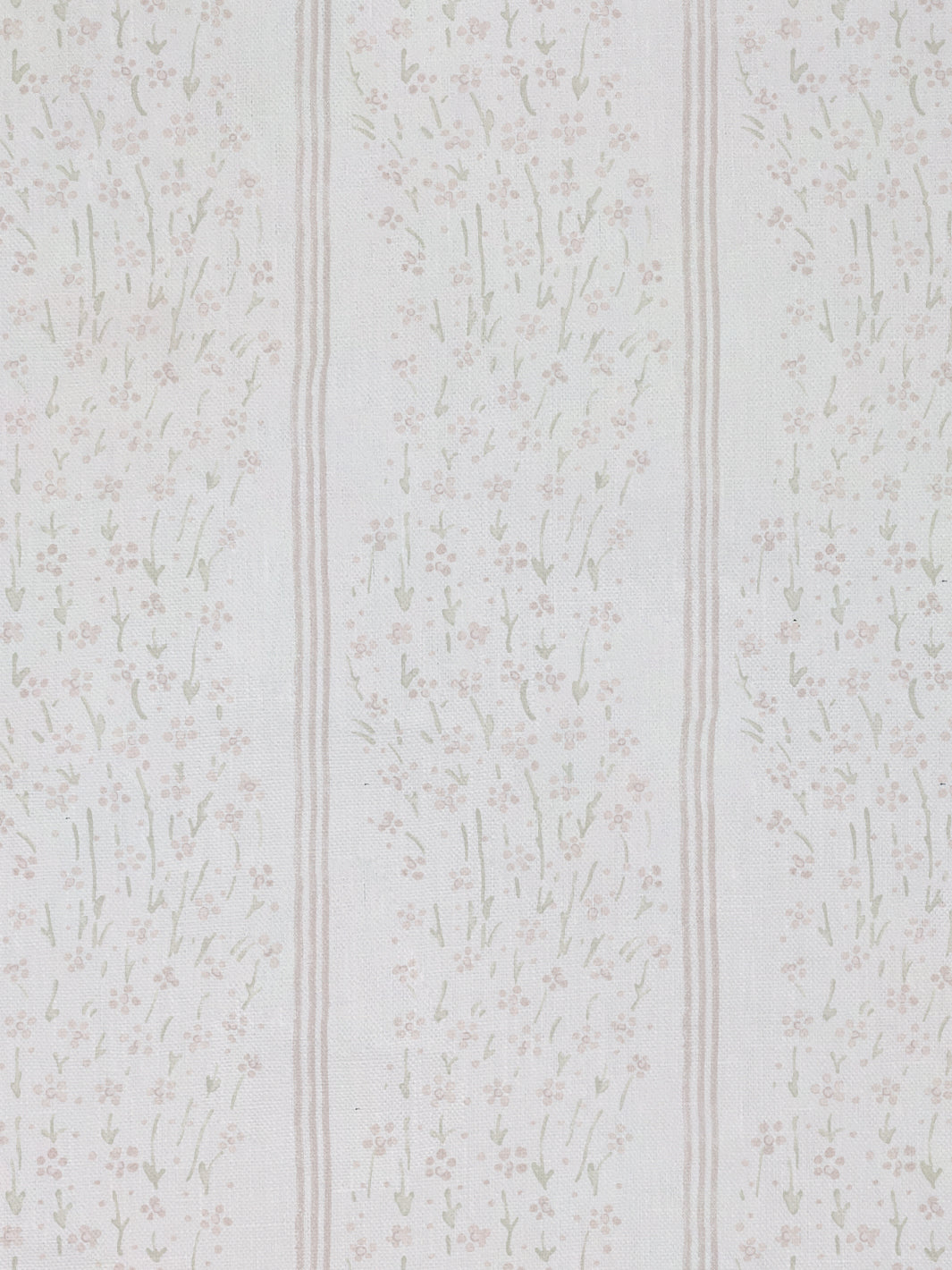 &#39;Hillhouse Floral Disty Wave Stripe&#39; Linen Fabric - Pink Green