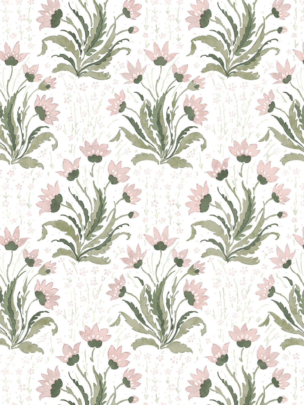 House on the Hill Tシャツ 80cm 花柄 フラワー Hillhouse Floral Multi' Wallpaper by Nathan Turner - Pink Green