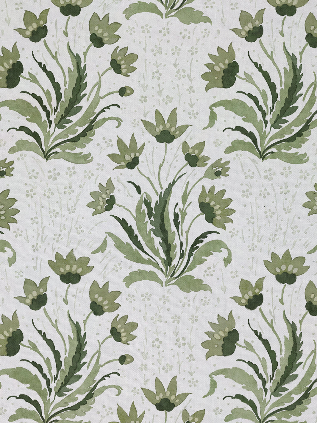 &#39;Hillhouse Floral Tonal&#39; Linen Fabric - Moss