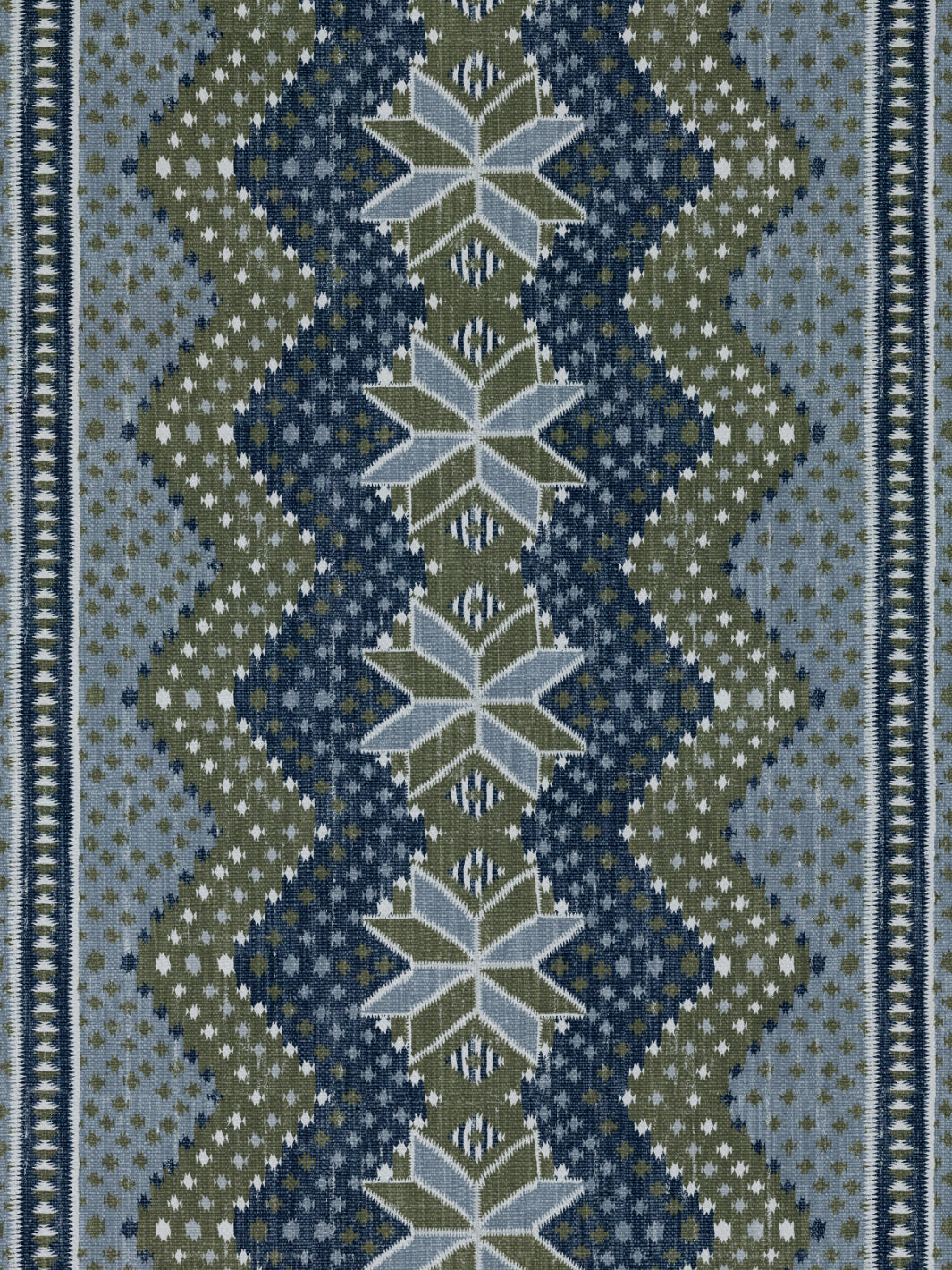 &#39;Northstar Blanket&#39; Linen Fabric - Blue Army