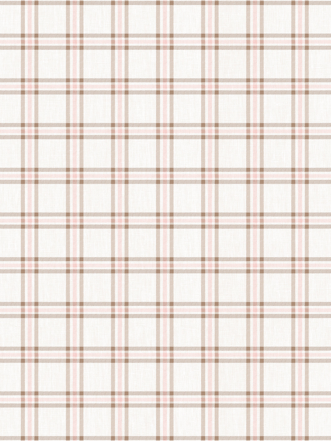 &#39;Rogers Plaid&#39; Linen Fabric - Brown Pink