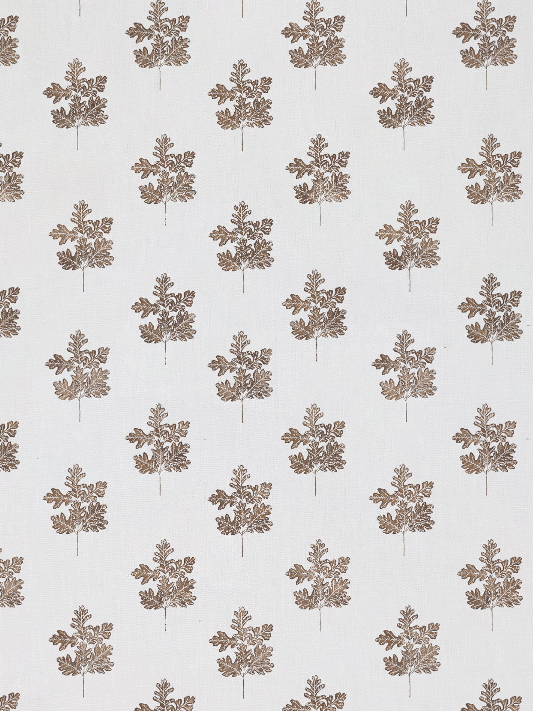 &#39;Valley Oak Leaf&#39; Linen Fabric - Brown