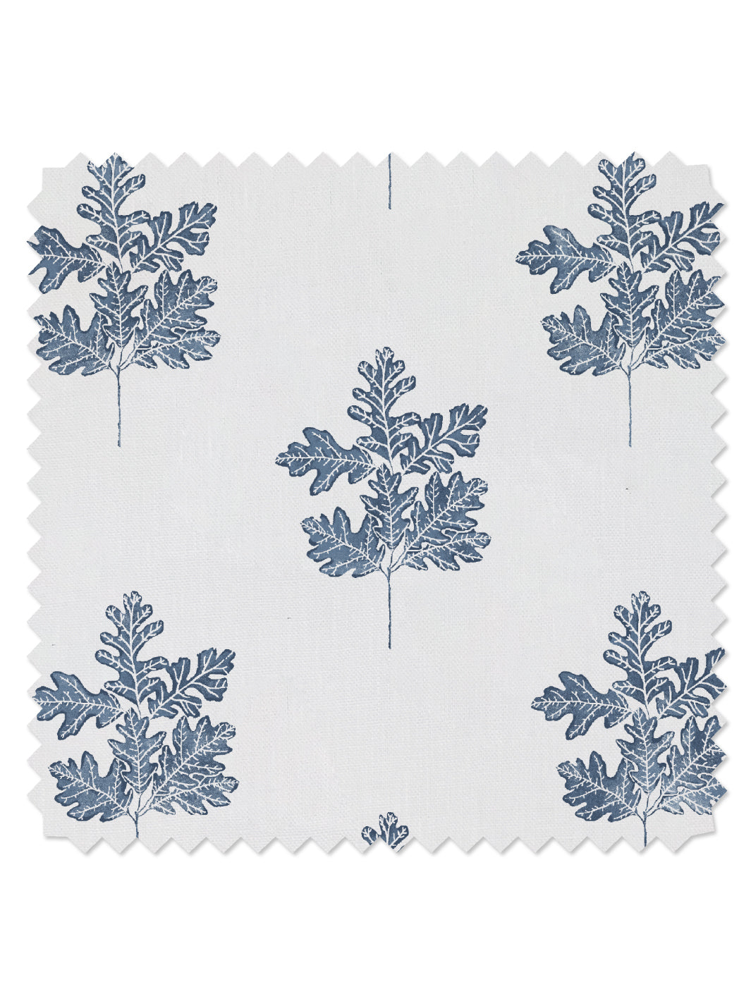 &#39;Valley Oak Leaf&#39; Linen Fabric - Darker Blue