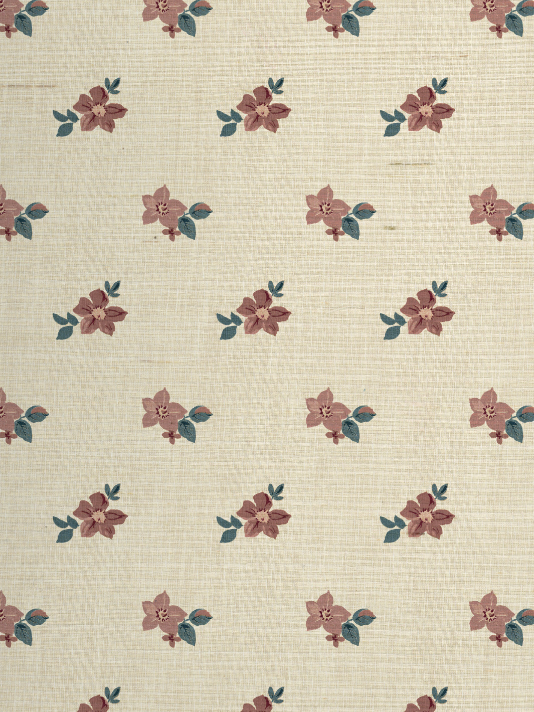 &#39;Anna Floral&#39; Grasscloth Wallpaper - Pink Blue