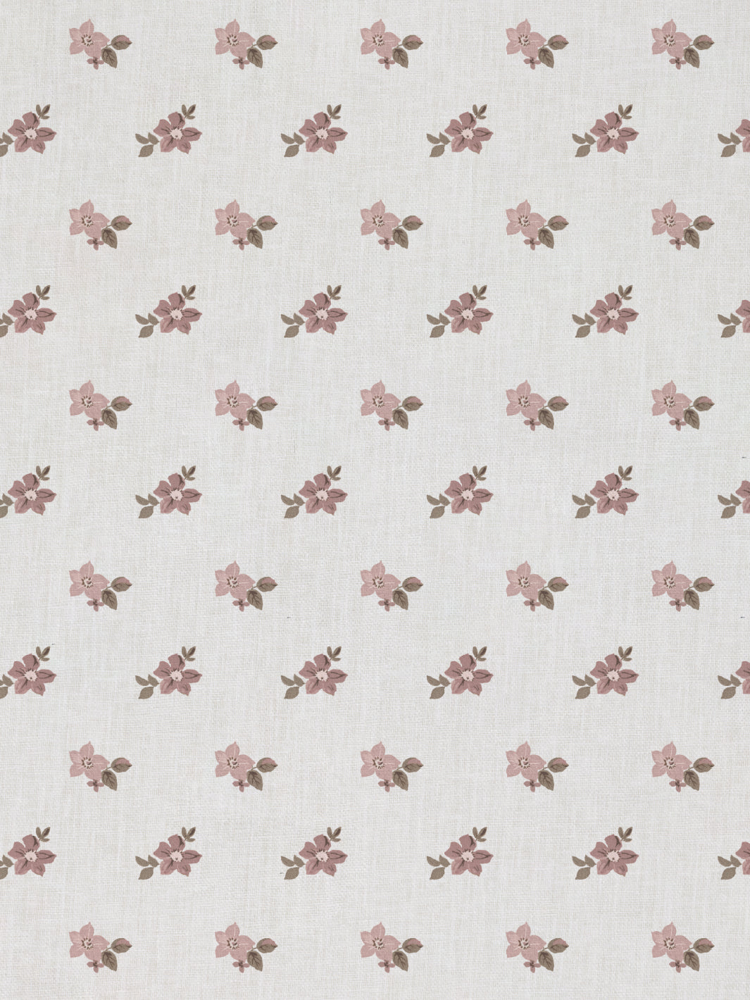 &#39;Anna Floral&#39; Linen Fabric - Pink Brown