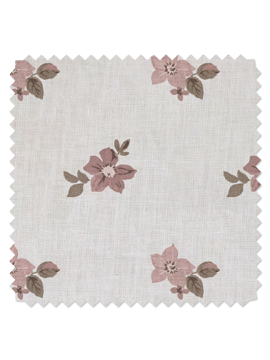 &#39;Anna Floral&#39; Linen Fabric - Pink Brown