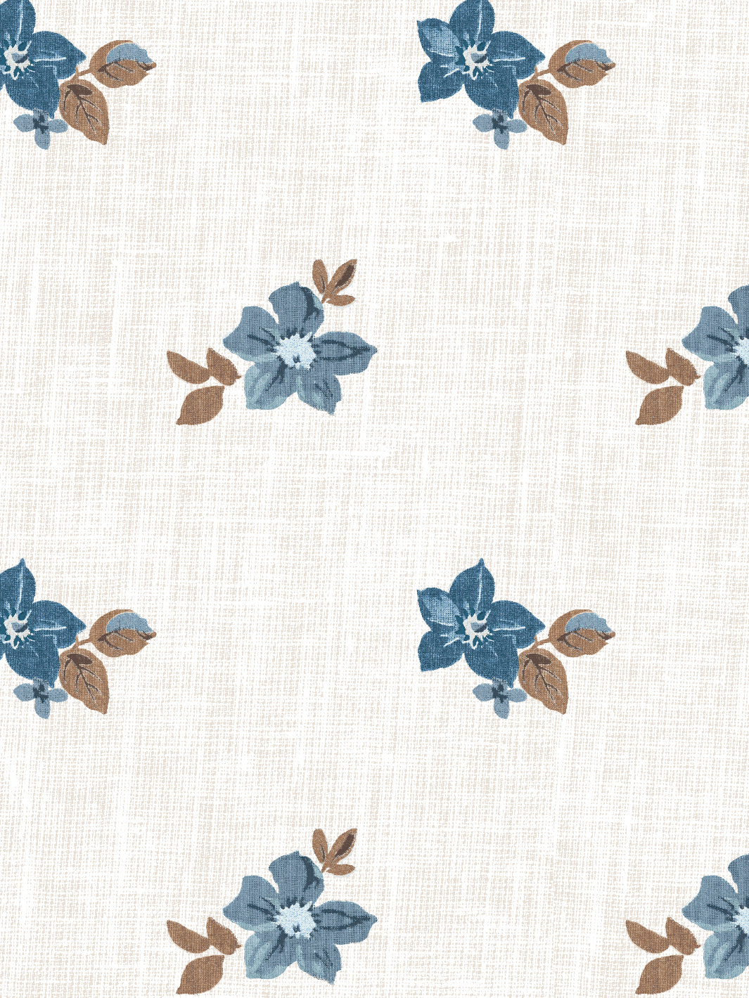 &#39;Anna Floral&#39; Wallpaper - Blue Brown