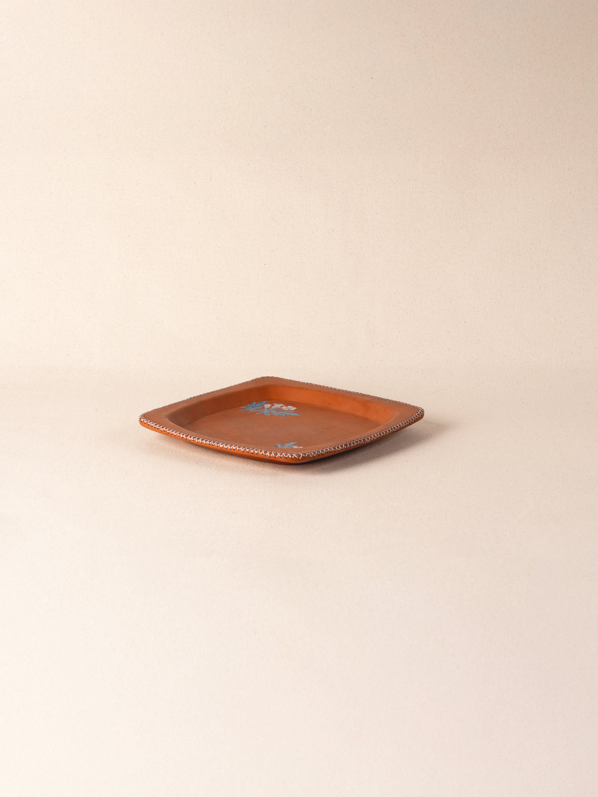 Hand-painted vaquetta leather square catch-all tray