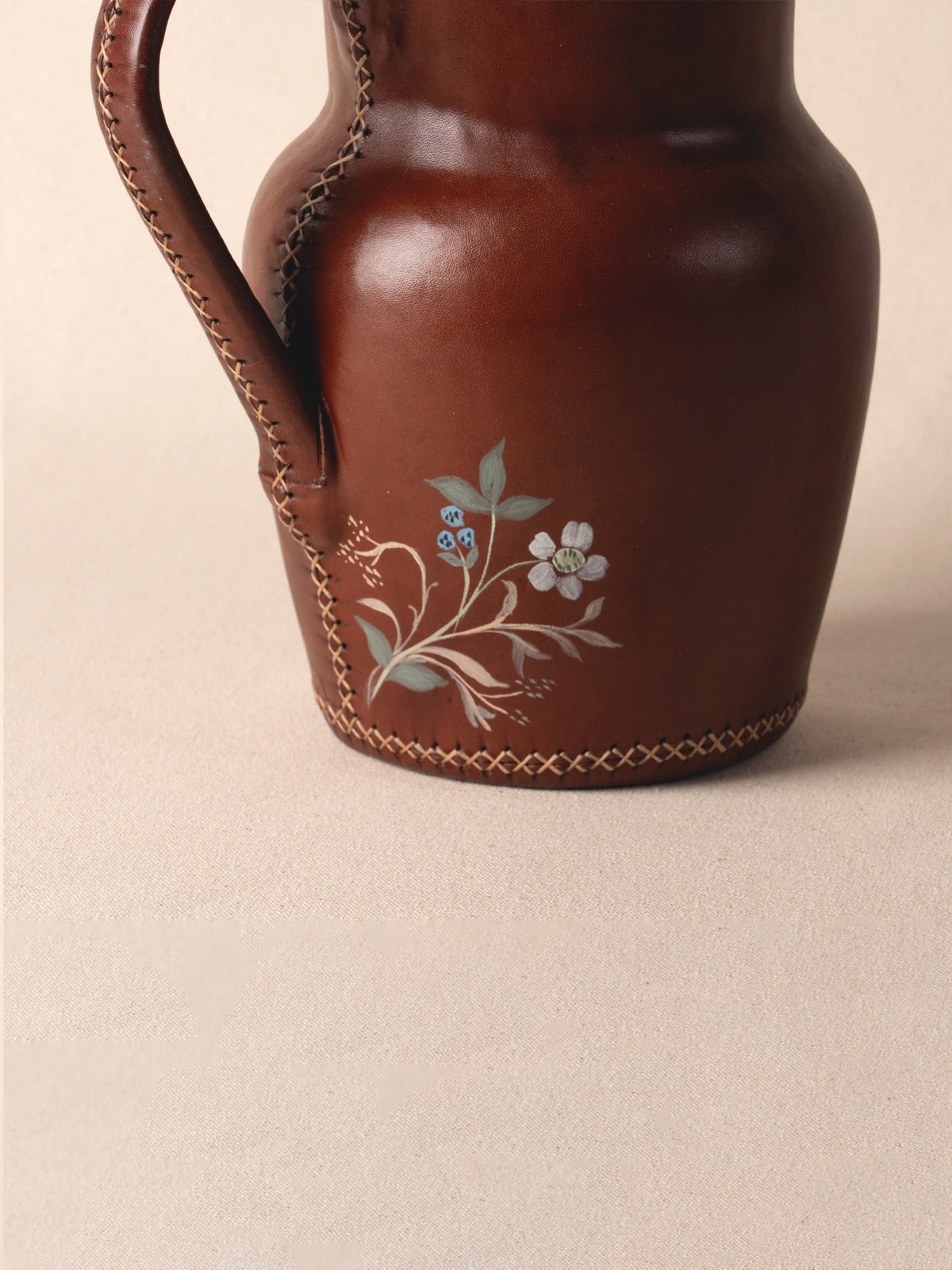 Bati Goods 8-inch carafe with hand-painted leather