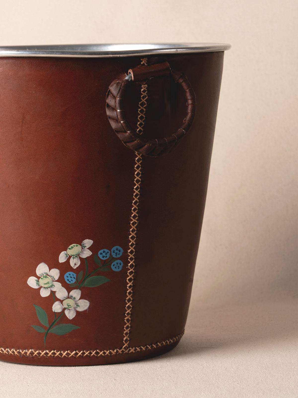 Bati Goods 8-inch carafe with hand-painted leather