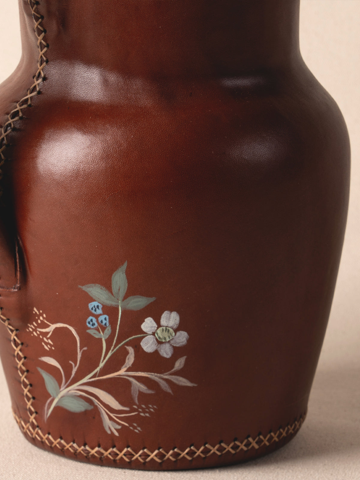 Bati Goods 8-inch carafe with hand-painted leather