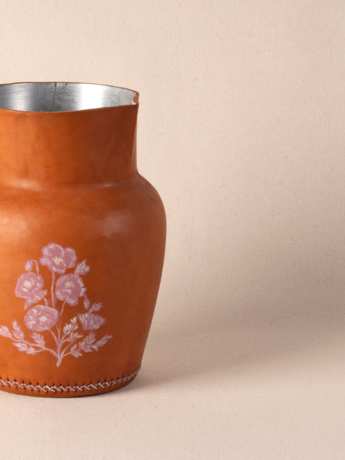 Bati Goods 8-inch carafe with hand-painted leather