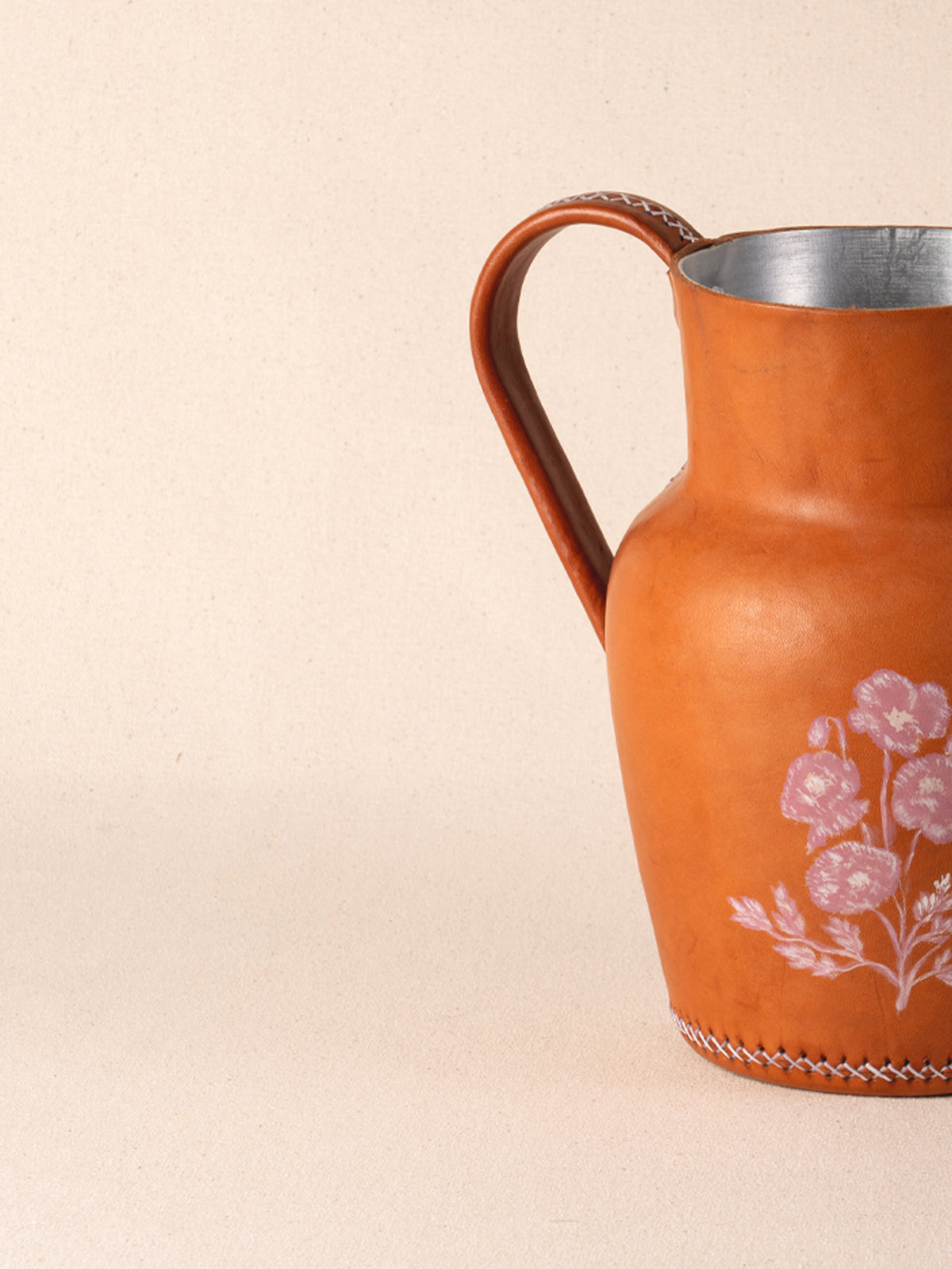 Bati Goods 8-inch carafe with hand-painted leather
