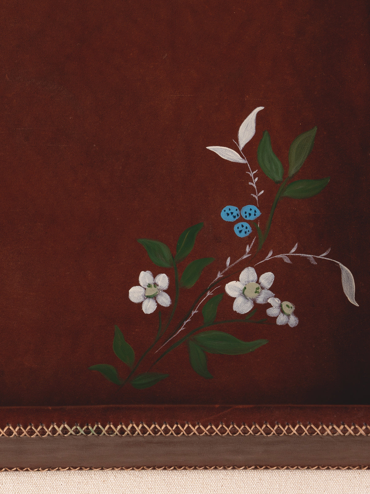 Bati Goods Revistas extra-large hand-painted leather rectangle ottoman tray