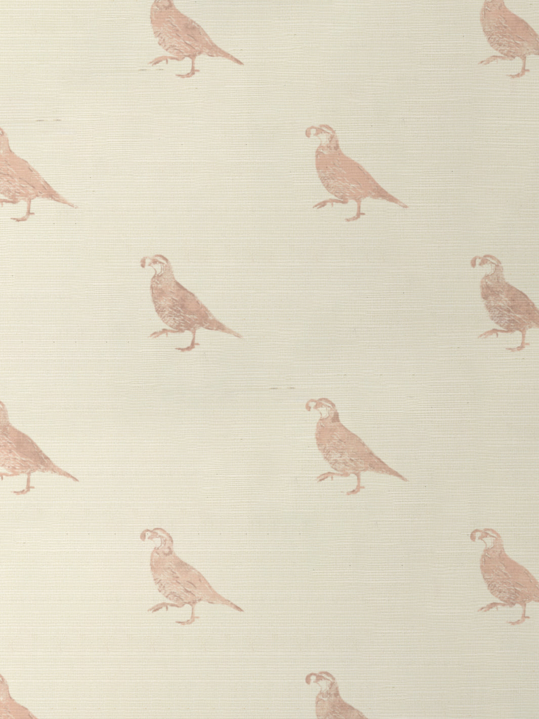 &#39;California Quail&#39; Grasscloth Wallpaper - Pink