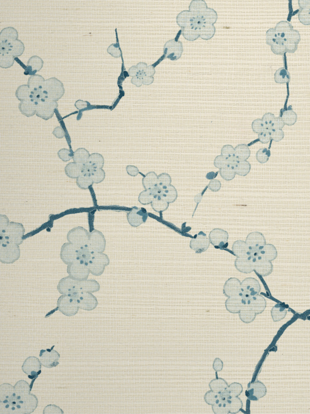 &#39;Cherry Blossom&#39; Grasscloth Wallpaper - Blue