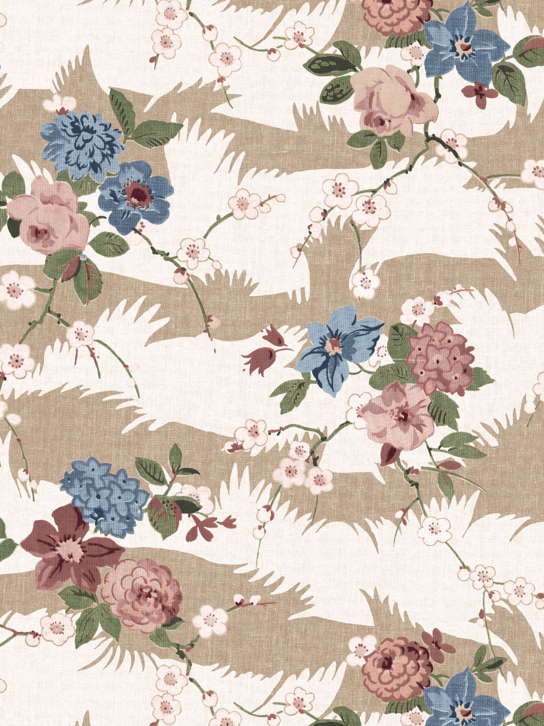 &#39;Dora Chintz&#39; Wallpaper by Nathan Turner - Green Taupe