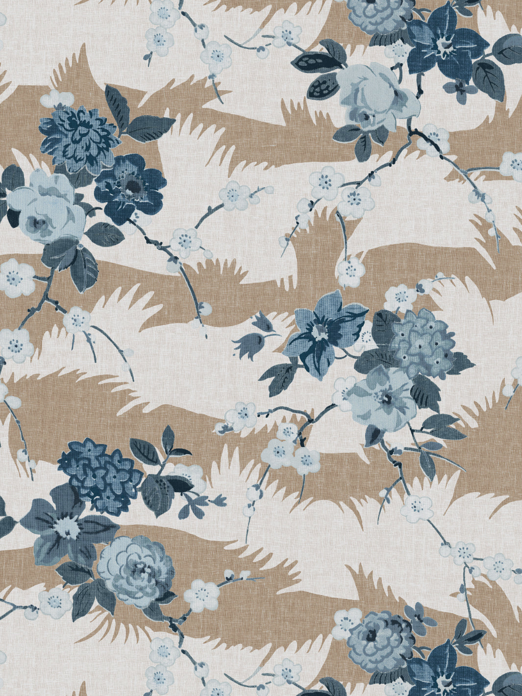 &#39;Dora Chintz&#39; Wallpaper by Nathan Turner - Taupe Blue