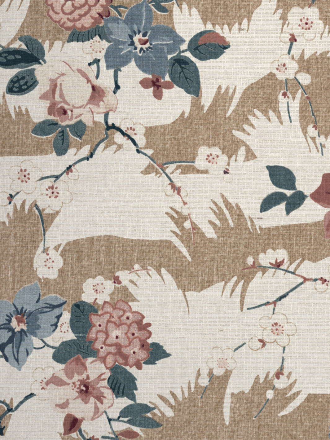 &#39;Dora Chintz&#39; Grasscloth Wallpaper - Saddle Pink