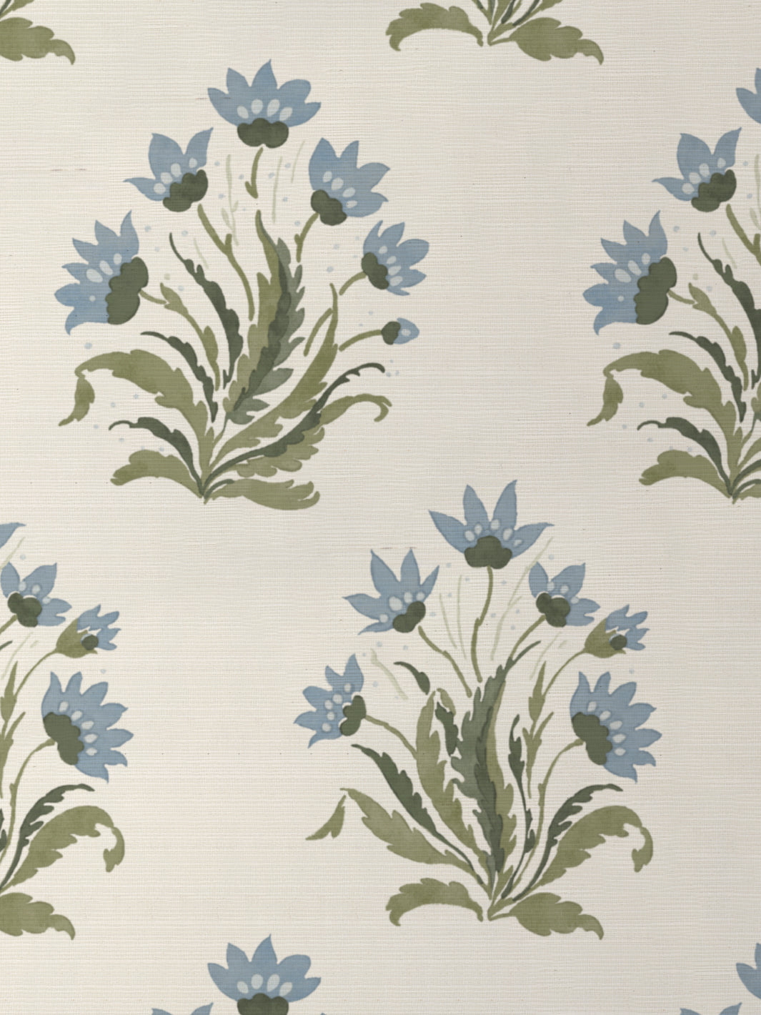 &#39;Hillhouse Block Print Large&#39; Grasscloth Wallpaper - Blue Green
