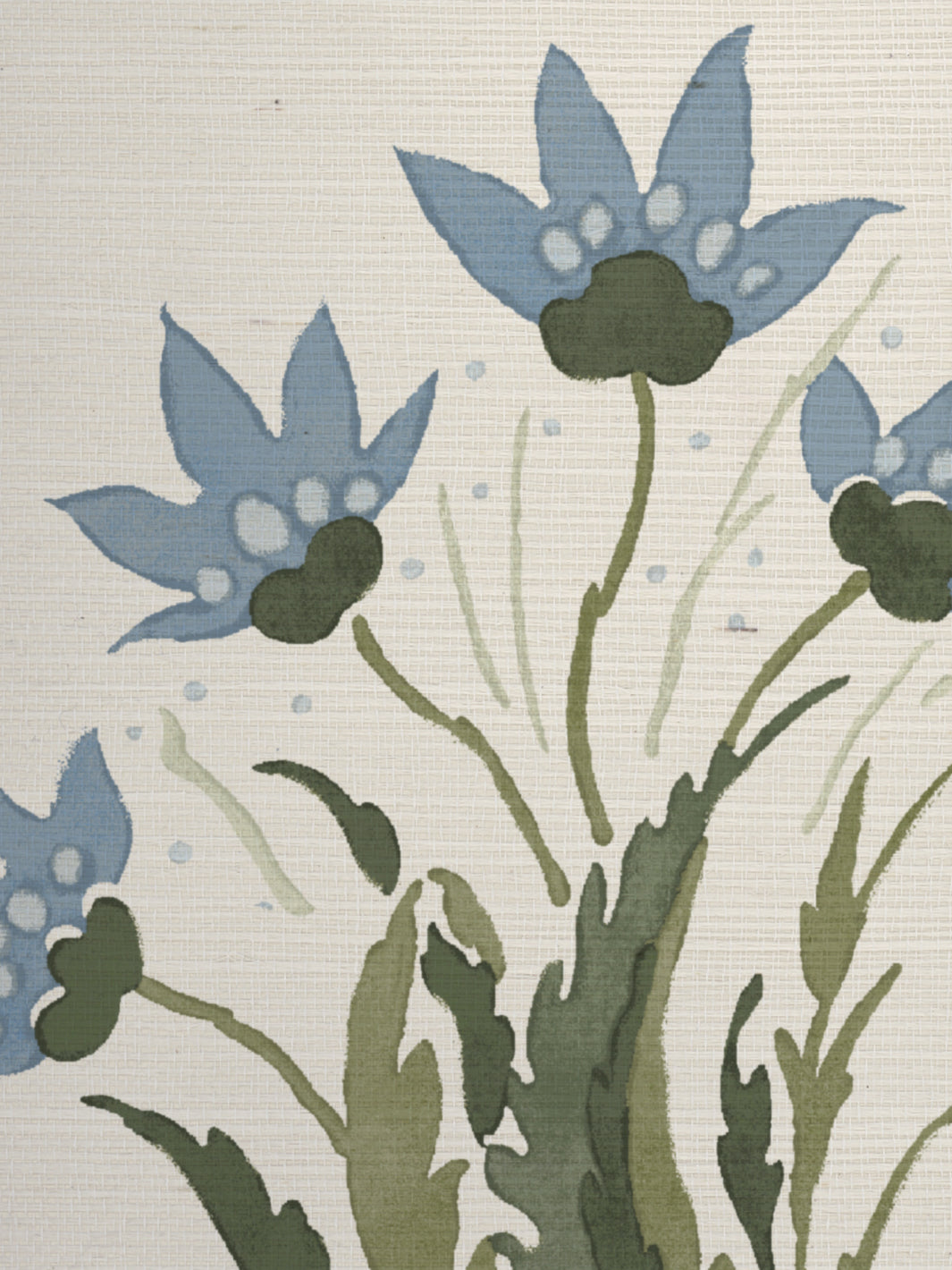 &#39;Hillhouse Block Print Large&#39; Grasscloth Wallpaper - Blue Green