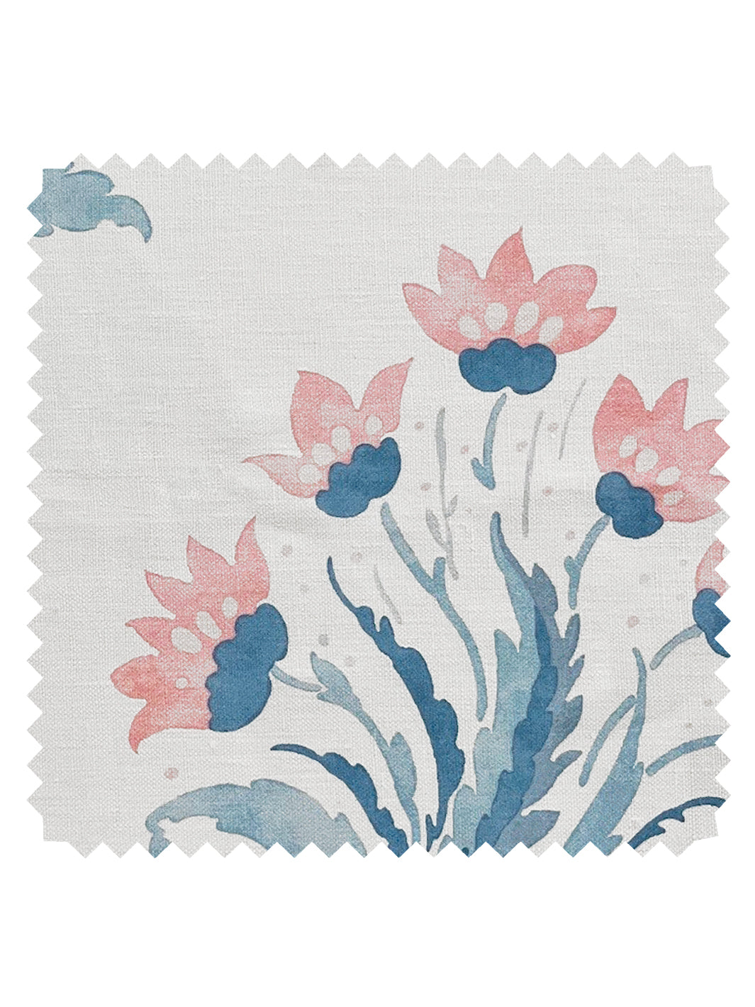 &#39;Hillhouse Block Print Large&#39; Linen Fabric - Pink Blue