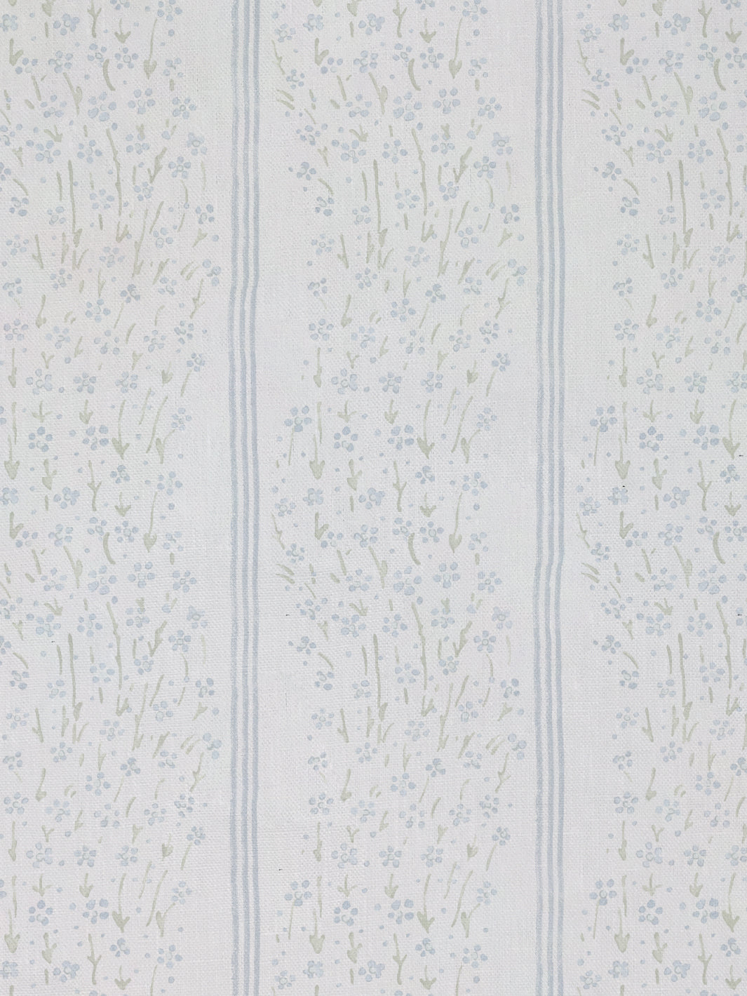 &#39;Hillhouse Floral Ditsy Wave Stripe&#39; Linen Fabric - Blue Green