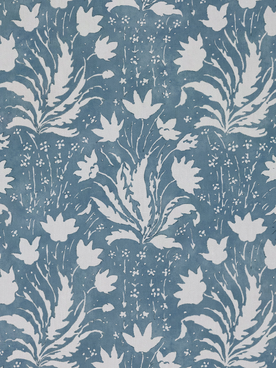 &#39;Hillhouse Floral One Color&#39; Linen Fabric - Blue