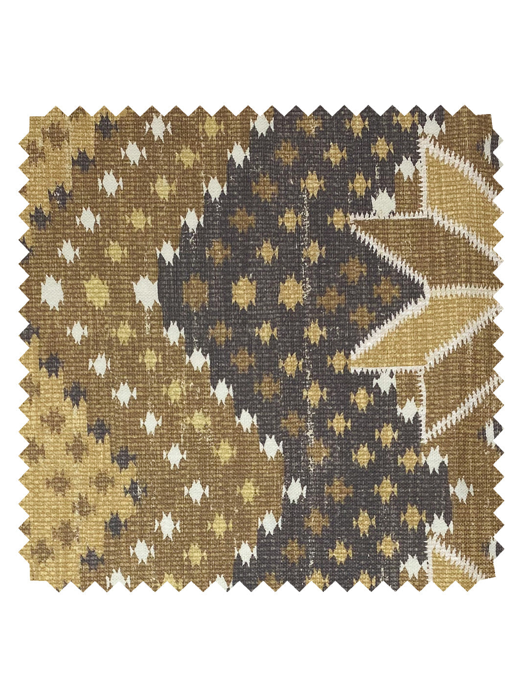 &#39;Northstar Blanket&#39; Linen Fabric - Gold Brown
