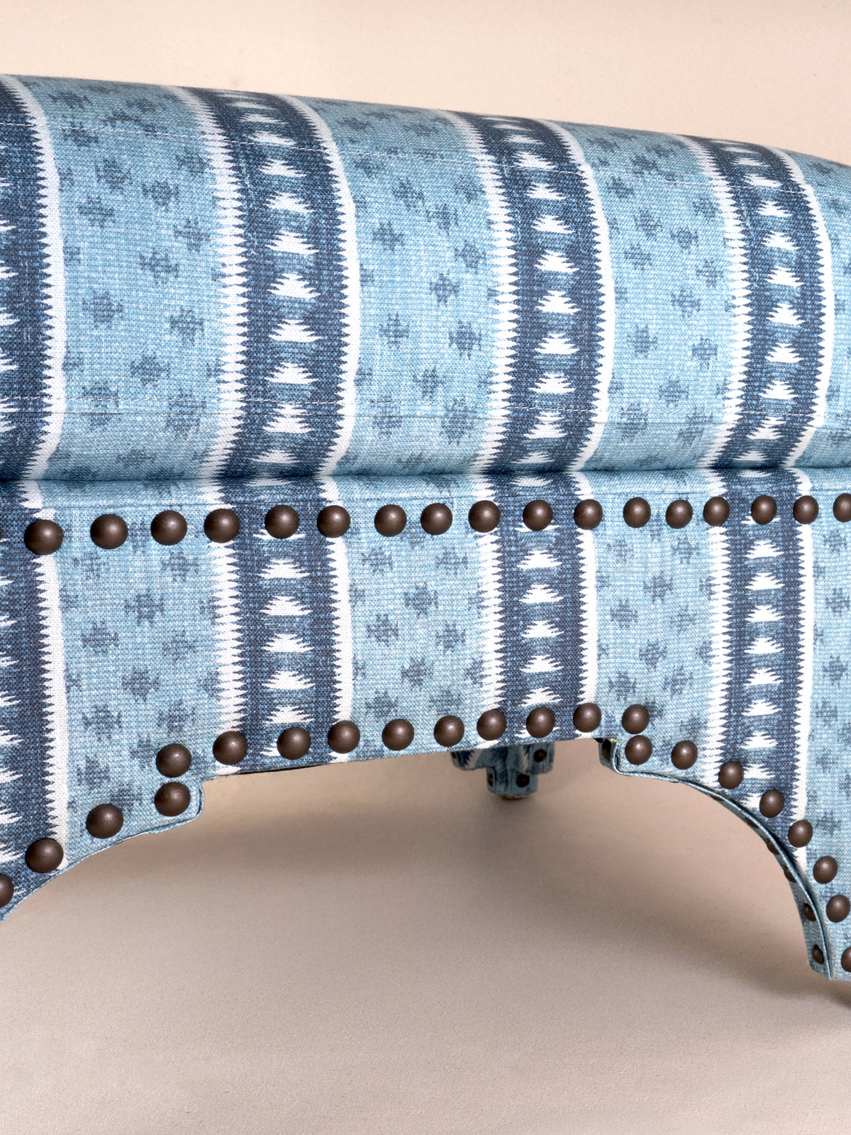 Candemir Ottoman (Small) in 'Northstar Stripe' - Blue