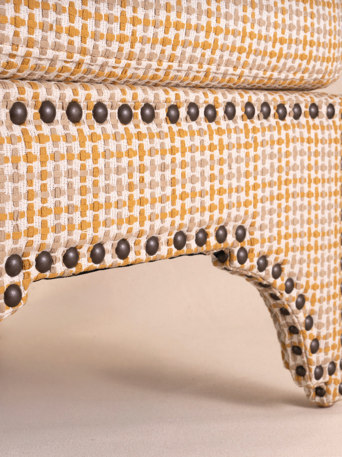 Candemir Ottoman (Small) in 'Pinegrove' - Yellow Taupe